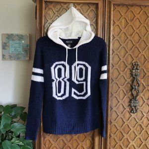 Wet Seal ‘89’ Knit Varsity Hoodie Pullover Sweater